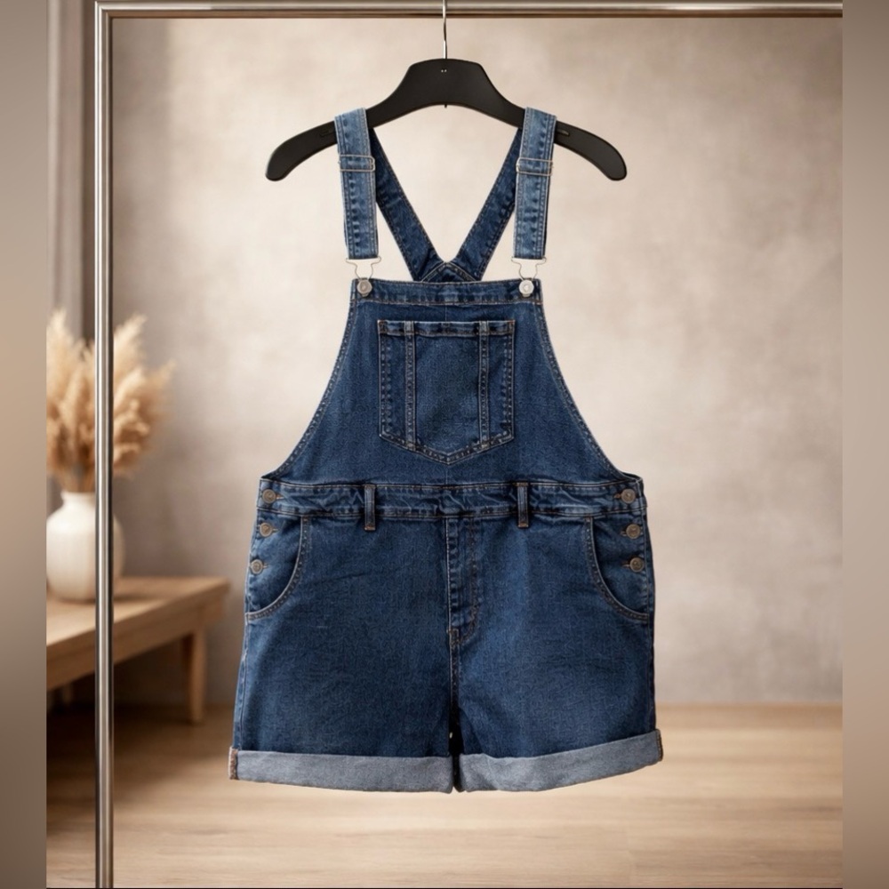 Ava & Viv Dark Blue Denim Short Overalls
